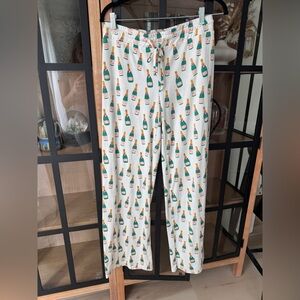 Mary Square champagne bottles print pajamas pants drawstring long pjs